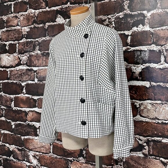 Cabi #3173 Osaka Nights Blazer Jacket Windowpane Black White Size Medium - Picture 7 of 16